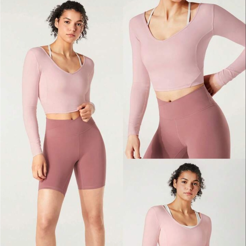 GLOWMODE FeatherFit™ Cropped Long Sleeve Tee Pink